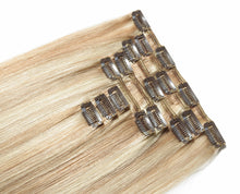 Load image into Gallery viewer, Golden / Bleach Blonde Highlight #14/613 Deluxe Clip-in hair extensions