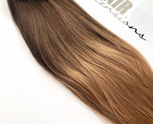 Load image into Gallery viewer, Medium Brown to light blonde Ombre Clip-in hair extensions
